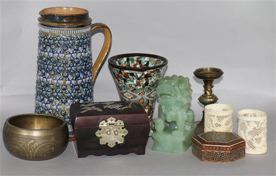 A Doulton jug and various Oriental items